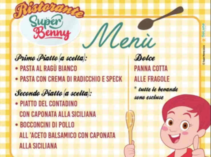 Il menù di Super Benny, il ristorante ispirato a Benedetta Rossi