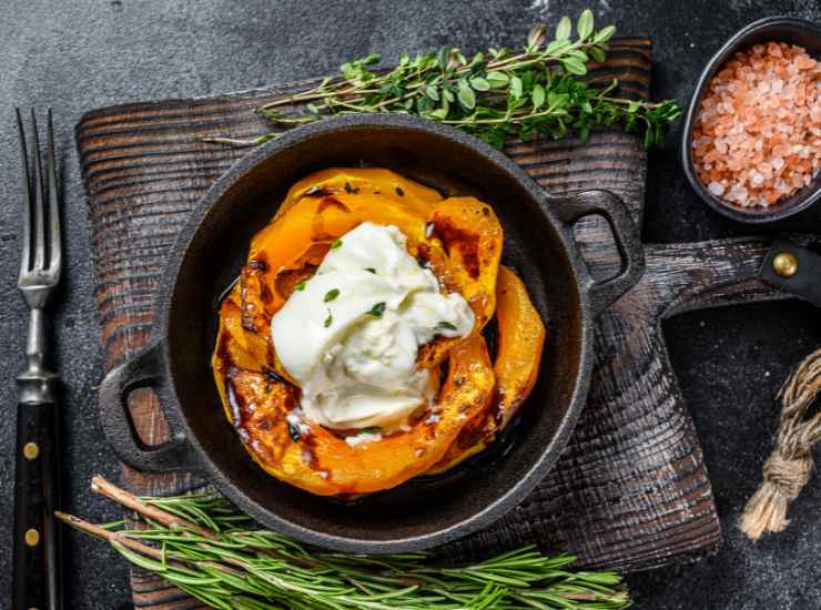 Zucca e fiordilatte al forno 