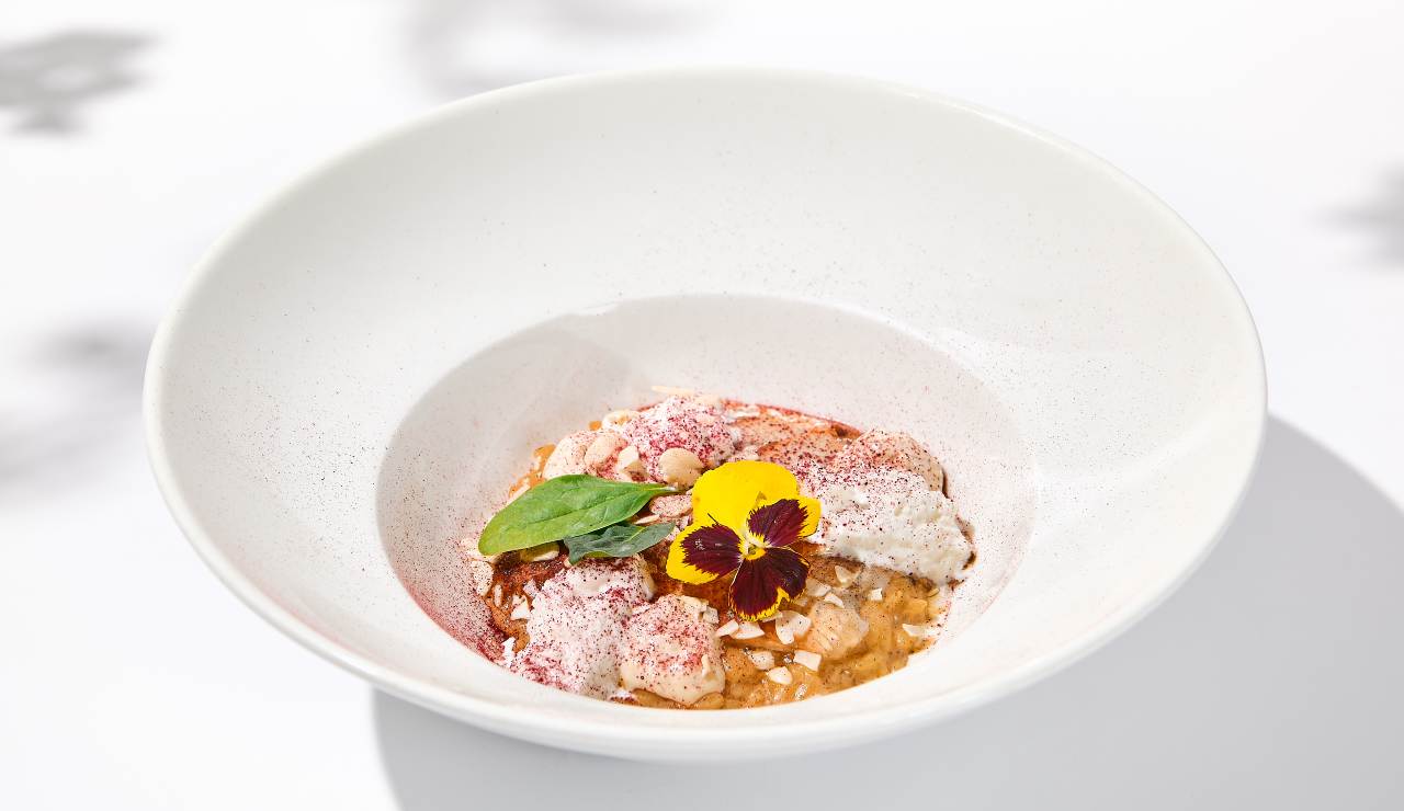 Risotto anguilla mascarpone cavolo rapa cacao