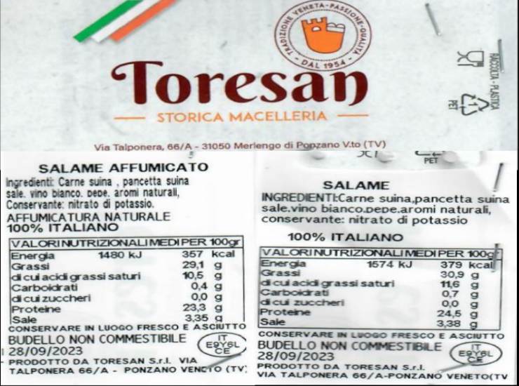 Salame Toresan richiamato dal mercato per listeria