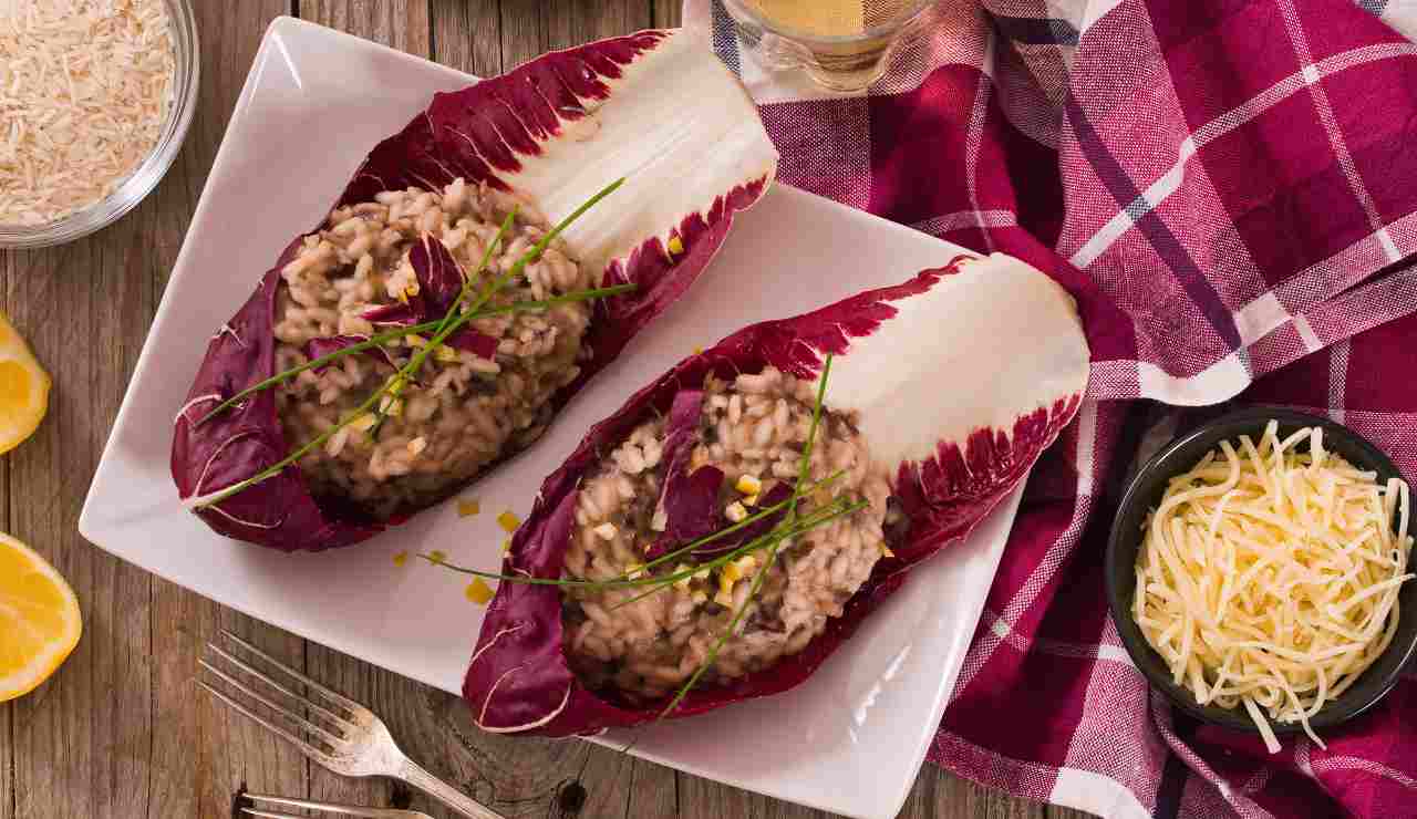 risotto radicchio funghi speck ricetta 