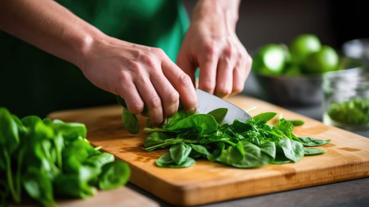 Tagliare gli spinaci 