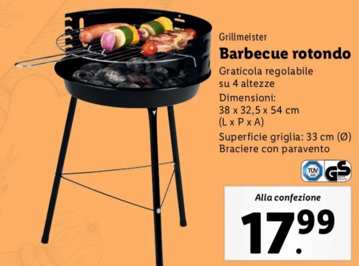 Barbecue rotondo Lidl in offerta